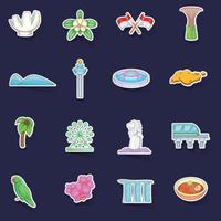 Singapore reizen pictogrammen reeks vector sticker