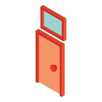 spiegel icoon isometrische vector. modern houten voorkant deur met plein top venster vector