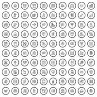 100 bruiloft iconen set, Kaderstijl vector