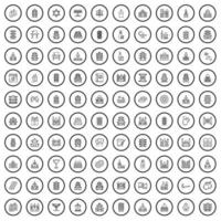 100 religie iconen set, Kaderstijl vector