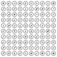 100 ruimte iconen set, Kaderstijl vector