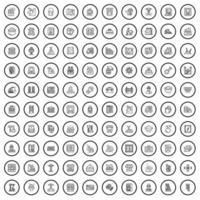 100 industrie iconen set, Kaderstijl vector