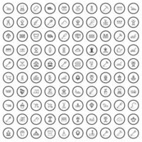 100 tuin iconen set, Kaderstijl vector