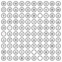 100 oosten- pictogrammen set, schets stijl vector
