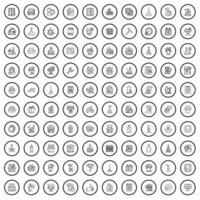100 schoonmaak pictogrammen set, schets stijl vector