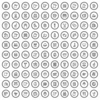 100 cafe pictogrammen set, schets stijl vector