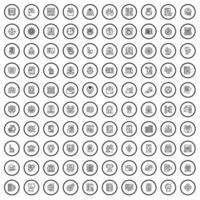 100 bedrijf iconen set, Kaderstijl vector