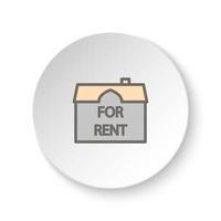 ronde knop voor web icoon, voor huur, huis, huis. knop banier ronde, insigne koppel voor toepassing illustratie Aan wit achtergrond vector
