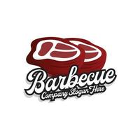 vlees logo, gerookt rundvlees vector, bbq rooster baberque logo ontwerp en slager snee, illustratie sjabloon icoon vector