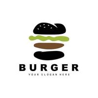 hamburger logo, snel voedsel ontwerp, brood en groenten vector, snel voedsel restaurant merk icoon illustratie vector