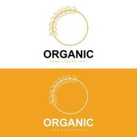 tarwe rijst- logo, agrarisch biologisch planten vector, luxe ontwerp gouden bakkerij ingrediënten vector