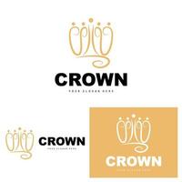 kroon logo, koning en koningin icoon ontwerp, vector elegant, gemakkelijk, sjabloon illustratie