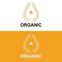 tarwe rijst- logo, agrarisch biologisch planten vector, luxe ontwerp gouden bakkerij ingrediënten vector