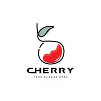 kersenfruit logo, rood gekleurde plant vectorillustratie, fruit winkel ontwerp, bedrijf, sticker, productmerk vector