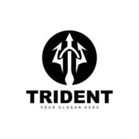 drietand logo, vector magie speer van Poseidon Neptunus, triton koning ontwerp, sjabloon icoon merk illustratie