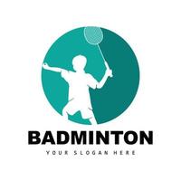 badminton logo, sport Afdeling ontwerp, vector abstract badminton spelers silhouet verzameling