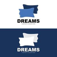 hoofdkussen logo, bed ontwerp, droom en slapen sjabloon icoon vector