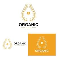 tarwe rijst- logo, agrarisch biologisch planten vector, luxe ontwerp gouden bakkerij ingrediënten vector