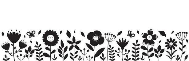 silhouet tekening van bloemen en planten vector