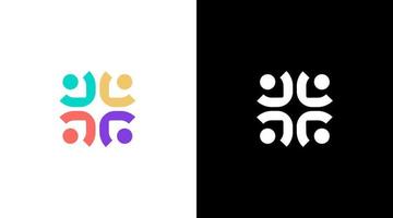 gemeenschap samenspel groep logo kleurrijk monogram icoon ontwerp concept vector