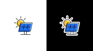 zonne- zon energie paneel milieu logo icoon sticker vector