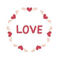 ronde Valentijnsdag dag kader en liefde. valentijnsdag dag kaart. vector illustratie