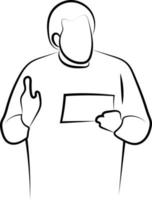 gemakkelijk hand- getrokken lijn tekening icoon van een Mens lezing van een papier vector