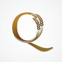 goud brief met rijst- voor logo ontwerp vector