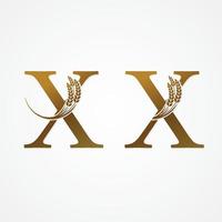 goud brief met rijst- voor logo ontwerp vector