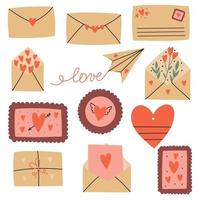 reeks Valentijn liefde envelop en postzegel vector