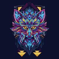 wolf zeshoek neon cyberpunk ontwerp hoofd illustratie uw handelswaar of bedrijf vector