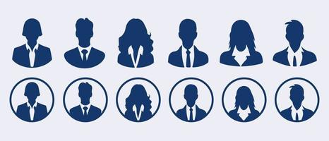 bedrijf mensen avatar profiel hoofd icoon silhouet reeks bedrijf Mens vrouw gebruiker gezicht avatars pictogrammen silhouetten vector illustratie