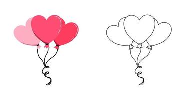 roze bundel van hart vormig ballonnen. kleur werkzaamheid werkblad voor kinderen. vector