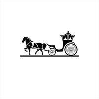 door paarden getrokken vervoer logo icoon vector
