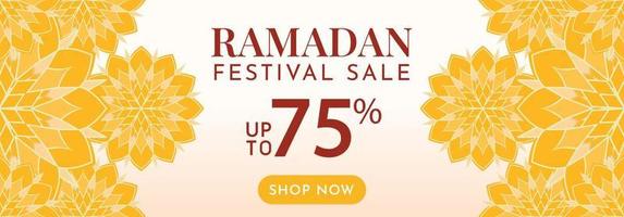 geel Ramadan kareem banier achtergrond festival uitverkoop met Islamitisch patroon geïsoleerd illustratie vector
