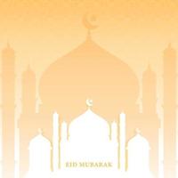 eid mubarak achtergrond met moskee silhouet vector illustratie in plein ontwerp