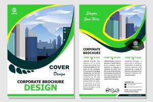 brochure Sjablonen, flyers, brochures, affiches, Hoes ontwerpen, lay-out ruimten voor foto achtergronden, vector illustratie Sjablonen in a4 maat. groen kleur brochure met blad patroon