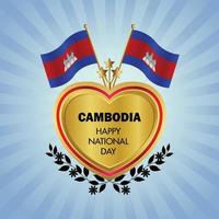 Cambodja vlag onafhankelijkheid dag met goud hart vector