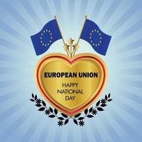 Europese unie vlag onafhankelijkheid dag met goud hart vector