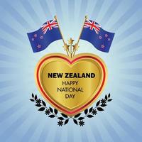 nieuw Zeeland vlag onafhankelijkheid dag met goud hart vector