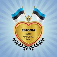 Estland vlag onafhankelijkheid dag met goud hart vector