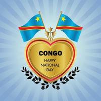 Congo vlag onafhankelijkheid dag met goud hart vector