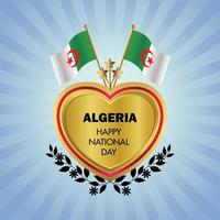 Algerije vlag onafhankelijkheid dag met goud hart vector