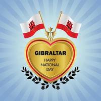 Gibraltar vlag onafhankelijkheid dag met goud hart vector