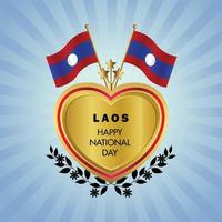 Laos vlag onafhankelijkheid dag met goud hart vector