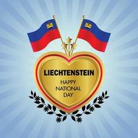 Liechtenstein vlag onafhankelijkheid dag met goud hart vector