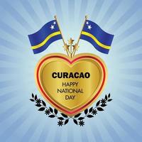 Curacao vlag onafhankelijkheid dag met goud hart vector