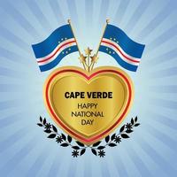 kaap verde vlag onafhankelijkheid dag met goud hart vector