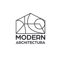 modern architectuur logo ontwerp. abstract huis met meetkundig vormen logo. bouwkundig kunst logo sjabloon. vector