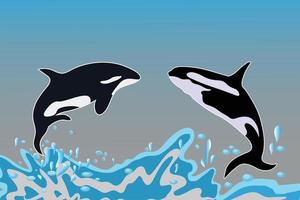 zee water blauw walvis jumping illustratie vector